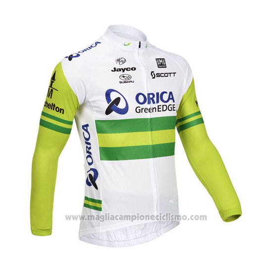 2013 Abbigliamento Ciclismo Orica GreenEDGE Bianco e Verde Manica Lunga e Salopette